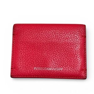 REBECCA MINKOFF Pebbled Leather Card Holder Red